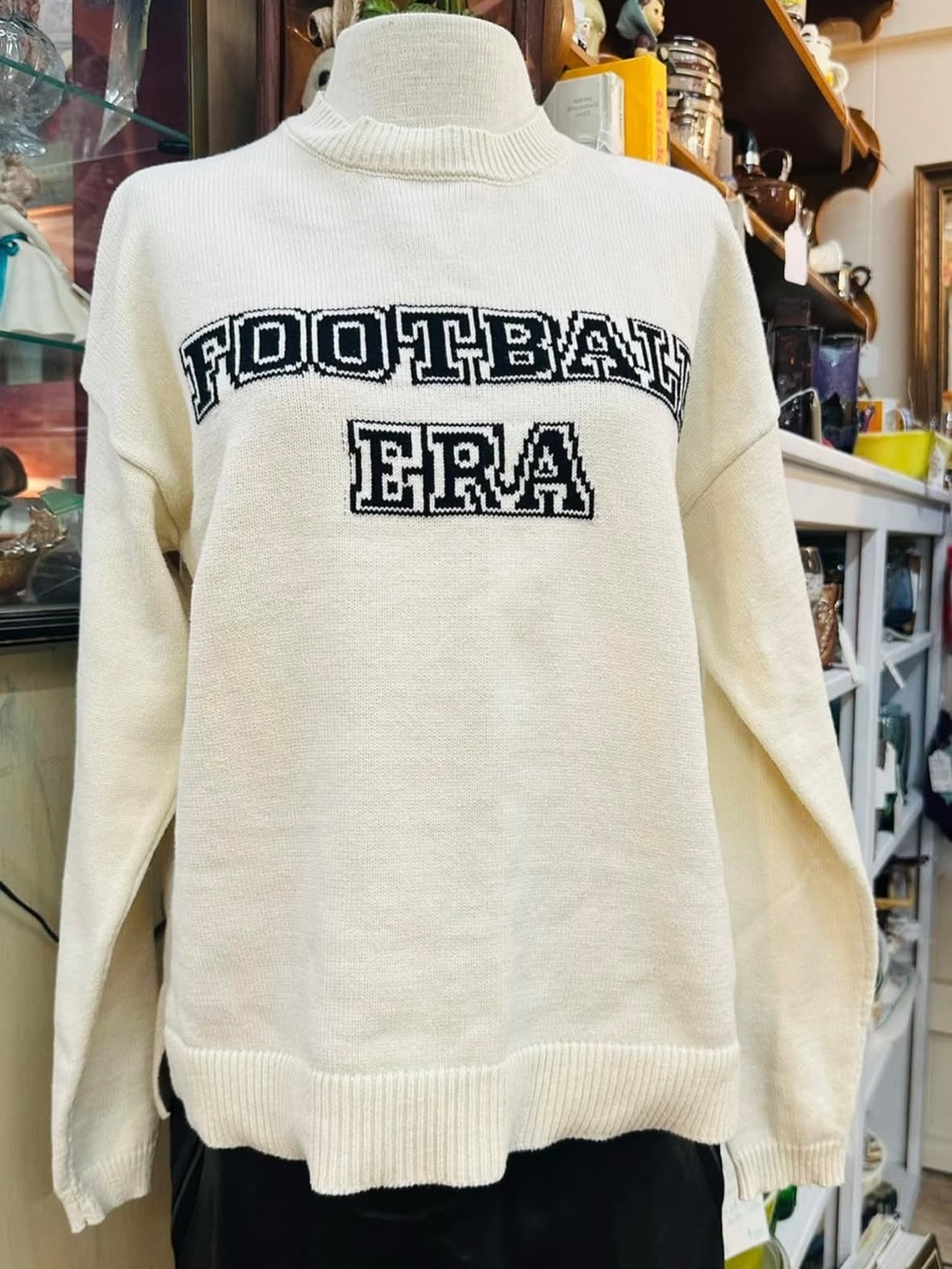 🍂 Moon & Madison “Football Era” Cream Knit Sweater 🏈